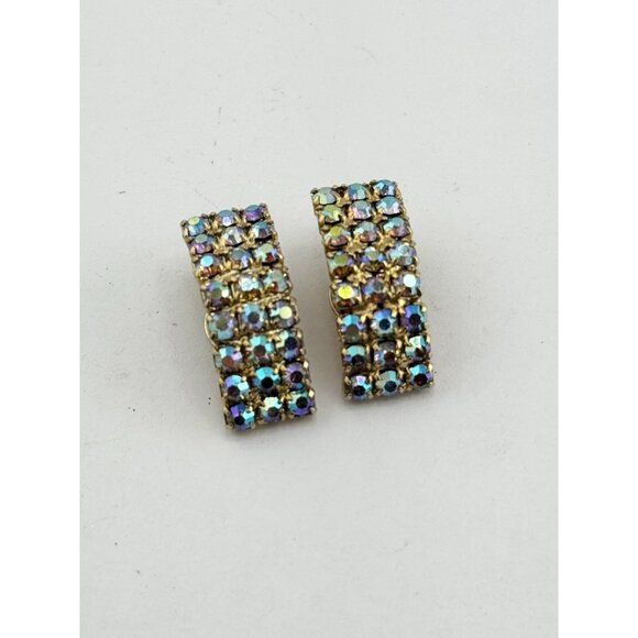 Vintage ab rhinestone climber earrings - Picture 3 of 4